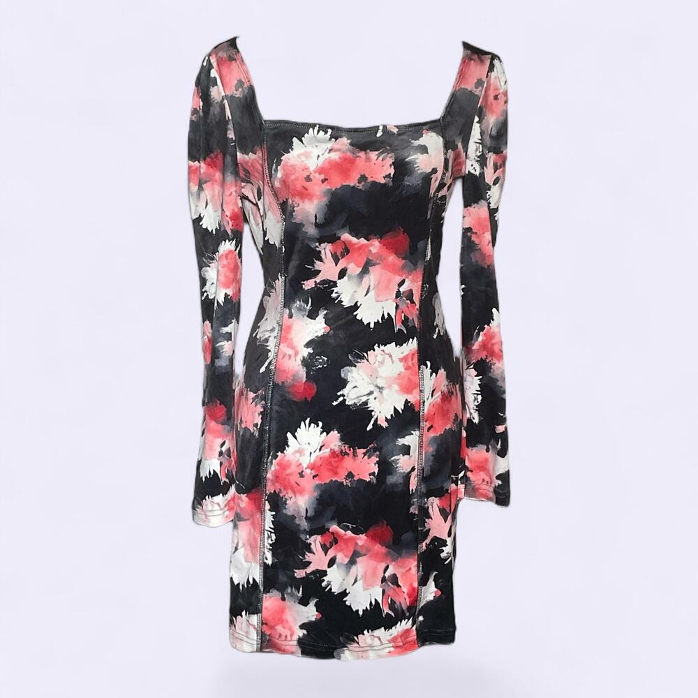 Abstract Floral Bodycon Dress - Size Medium - SAMPLE DEADSTOCK